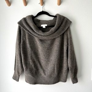 H&M Off-the-Shoulder Sweater | Cowl Neck | Oversized Sweater | Dark Taupe Brown